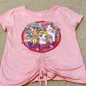 Disney - Princess Jasmine Ariel Rapunzel Ruched Girls Shortsleeve Shirt - Size 5